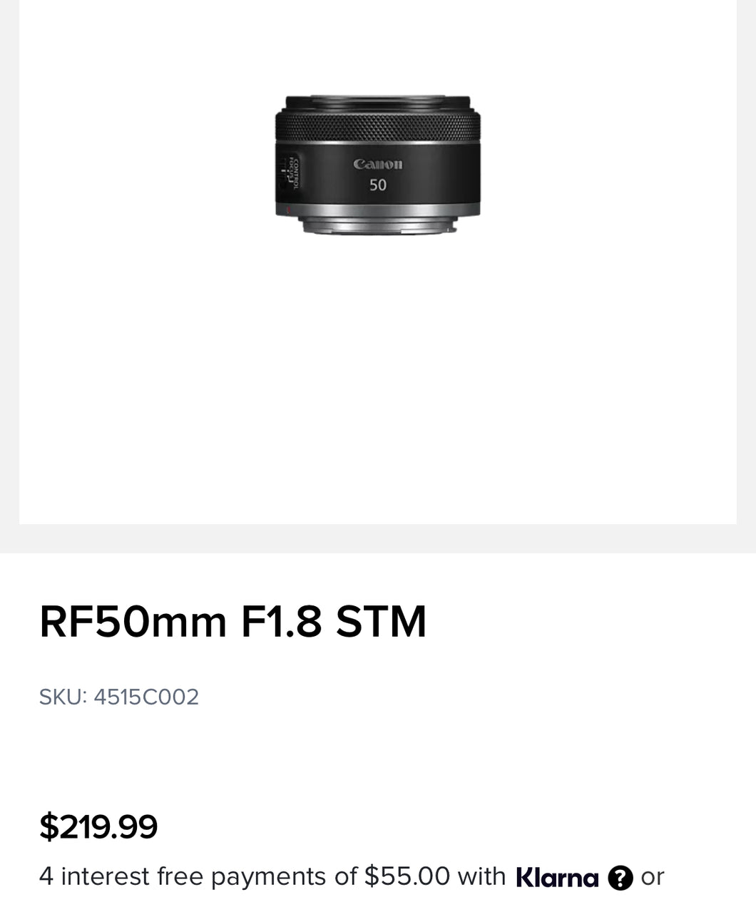 Canon RF 50mm Lens